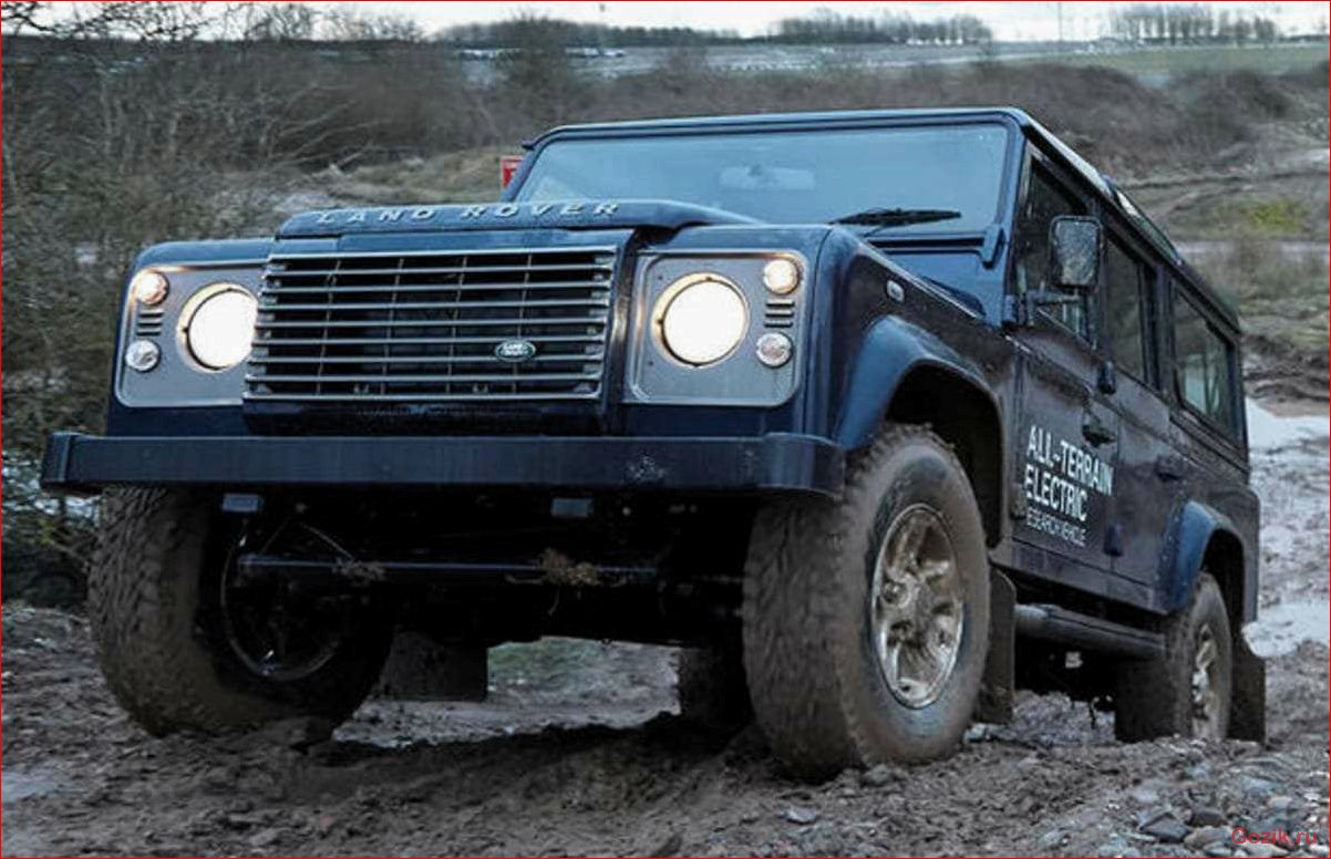 электрический, land, rover, defender, едет