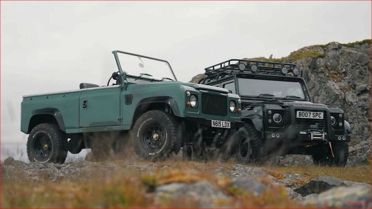 электрический, land, rover, defender, едет