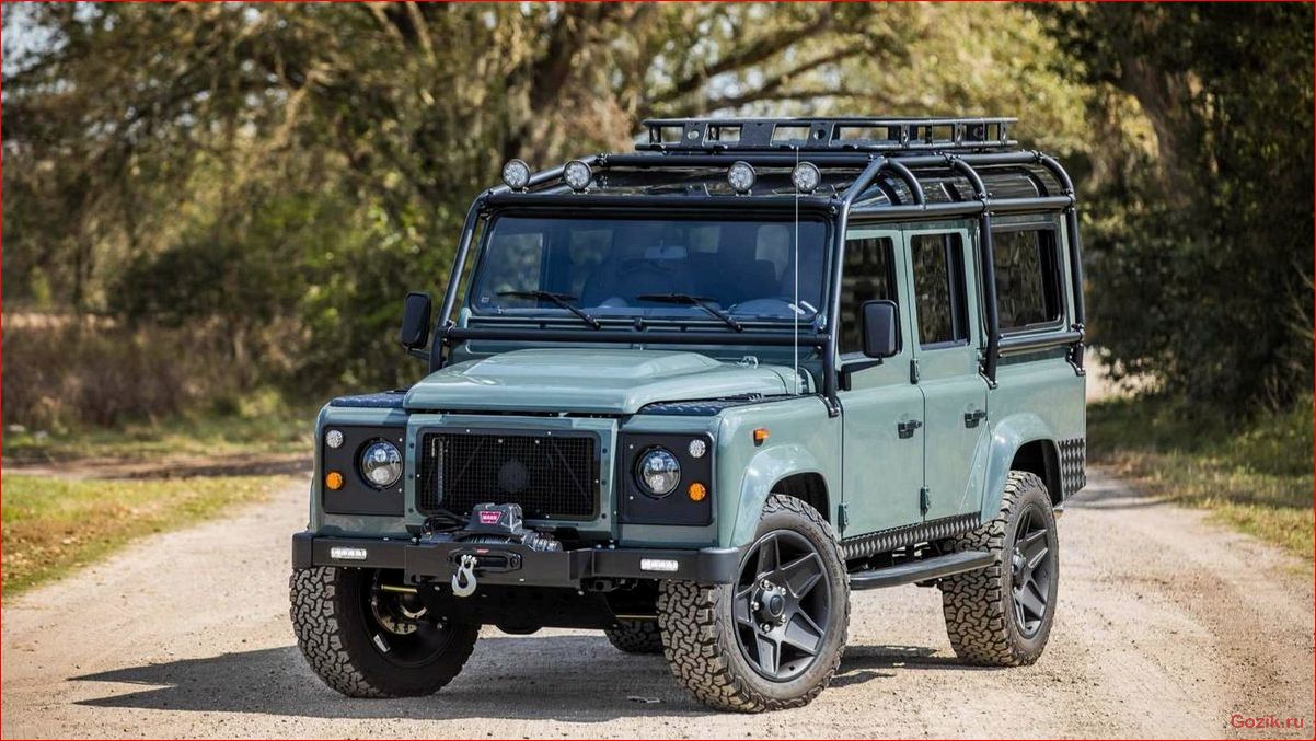 электрический, land, rover, defender, едет